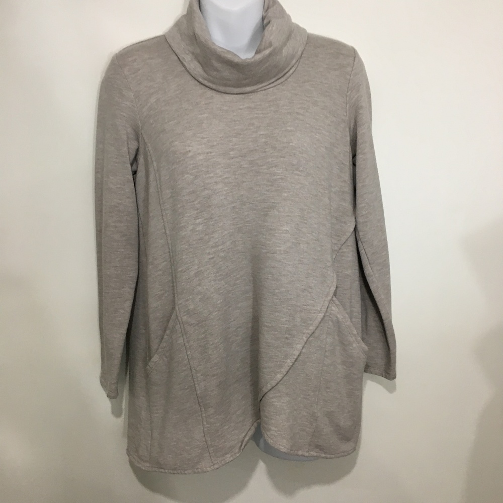 Pure Jill PXS Petite Gray Pullover Cowl Neck Sweater Pockets